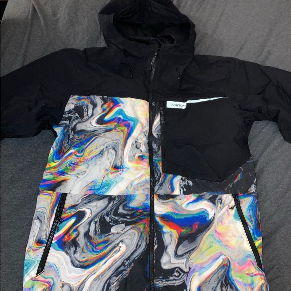 Burton Snowboard Jacket- Black and Multicolor Swirl